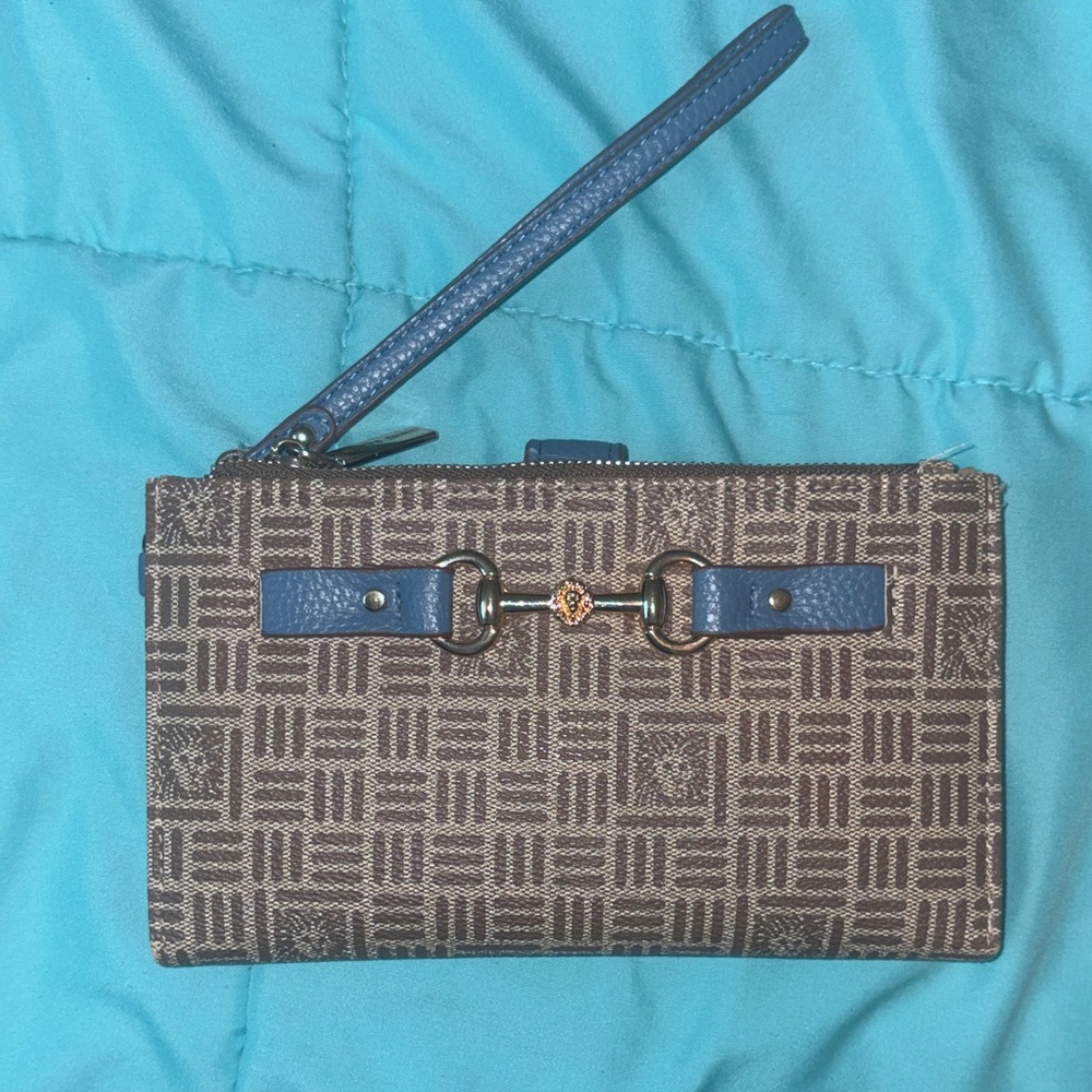 Anne Klein Blue and Gray Clutch Wristlet